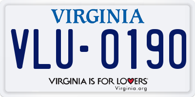 VA license plate VLU0190