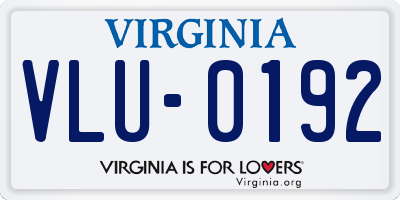 VA license plate VLU0192