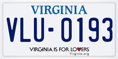 VA license plate VLU0193