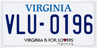 VA license plate VLU0196