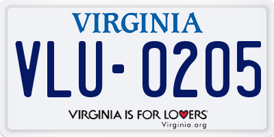 VA license plate VLU0205