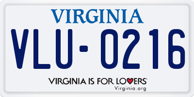 VA license plate VLU0216