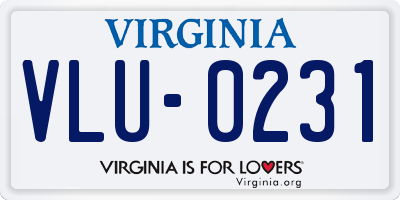 VA license plate VLU0231