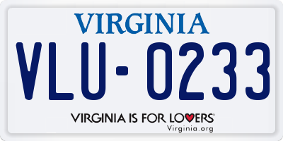 VA license plate VLU0233