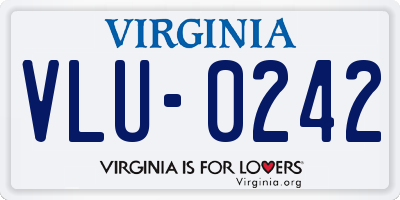VA license plate VLU0242