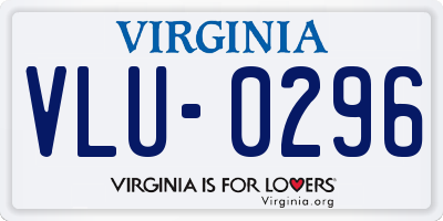 VA license plate VLU0296