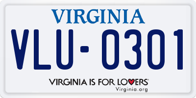 VA license plate VLU0301