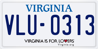 VA license plate VLU0313