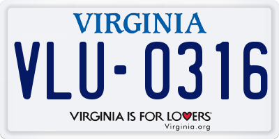 VA license plate VLU0316
