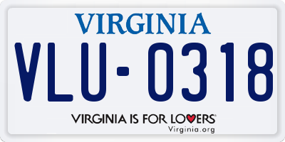 VA license plate VLU0318
