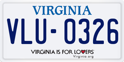 VA license plate VLU0326