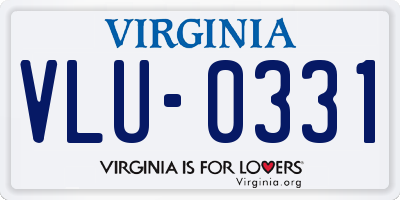 VA license plate VLU0331