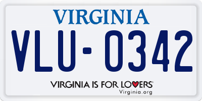 VA license plate VLU0342