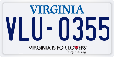 VA license plate VLU0355