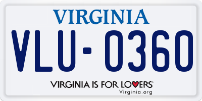 VA license plate VLU0360