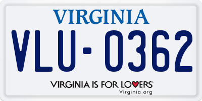 VA license plate VLU0362
