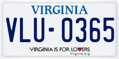 VA license plate VLU0365