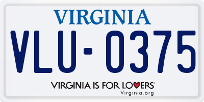 VA license plate VLU0375