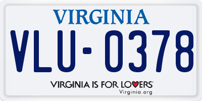 VA license plate VLU0378
