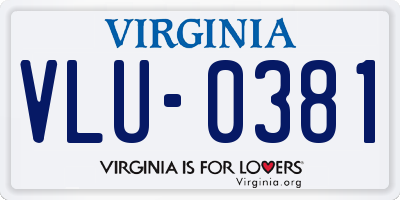 VA license plate VLU0381