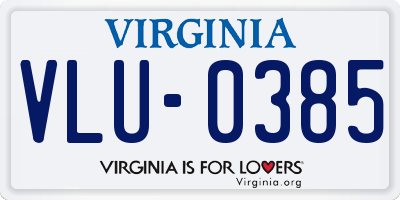 VA license plate VLU0385