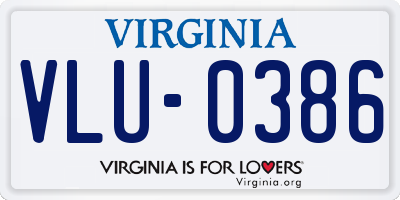 VA license plate VLU0386