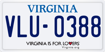VA license plate VLU0388