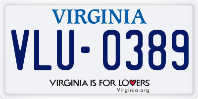 VA license plate VLU0389