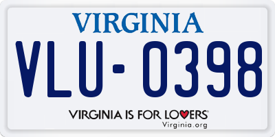VA license plate VLU0398