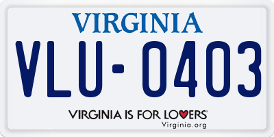 VA license plate VLU0403