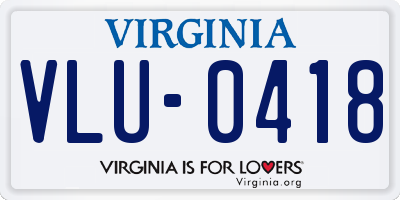 VA license plate VLU0418