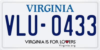 VA license plate VLU0433