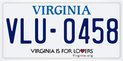 VA license plate VLU0458