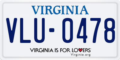 VA license plate VLU0478