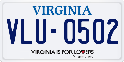 VA license plate VLU0502