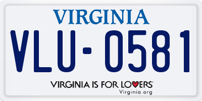 VA license plate VLU0581