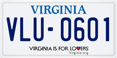 VA license plate VLU0601