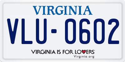 VA license plate VLU0602