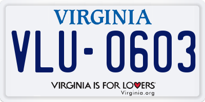 VA license plate VLU0603