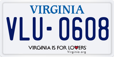 VA license plate VLU0608