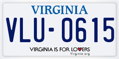 VA license plate VLU0615