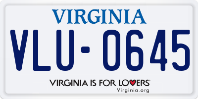 VA license plate VLU0645