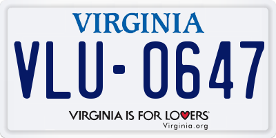 VA license plate VLU0647