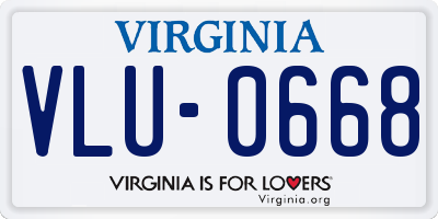 VA license plate VLU0668