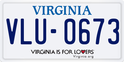 VA license plate VLU0673