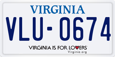 VA license plate VLU0674