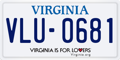 VA license plate VLU0681