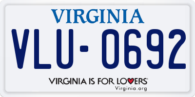 VA license plate VLU0692