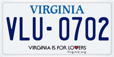 VA license plate VLU0702