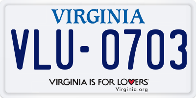 VA license plate VLU0703